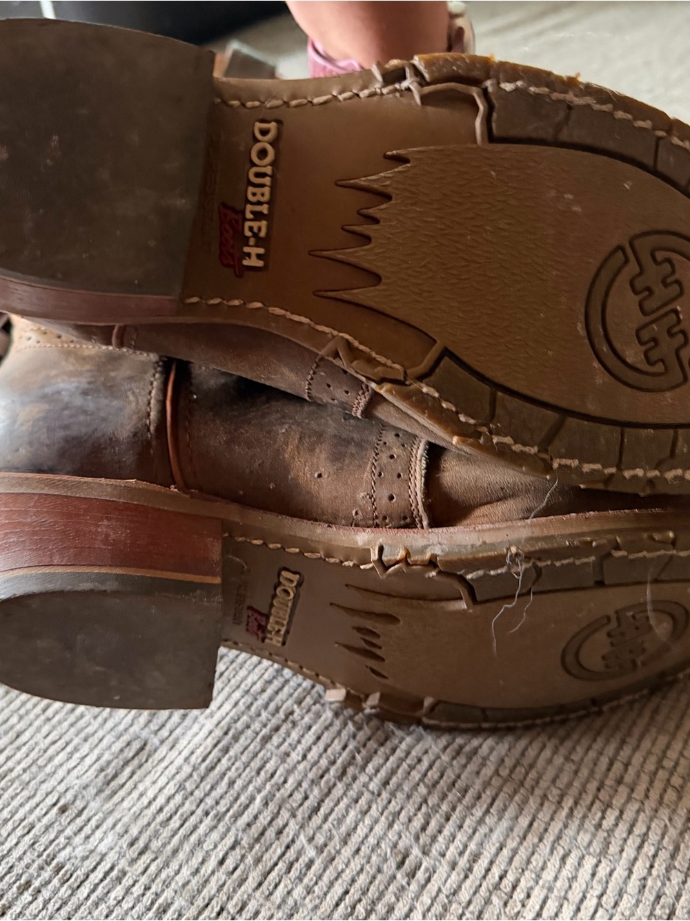 Double H Two-Tone Brown and Tan Western Cowboy Boots - Picture 3 of 3